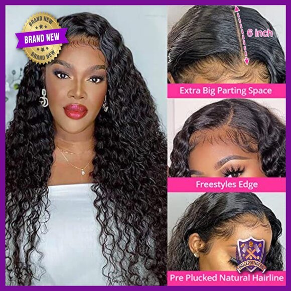 13x6 HD Lace Front Wig Human Hair 180 Density Water Wave 18 Inch
